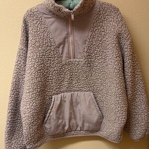 Express Size Large Pink Cozy Sherpa Pullover with Pocket